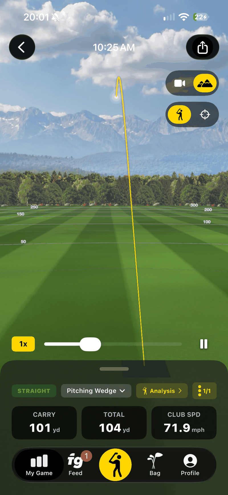 Driving range — behind the golfer
