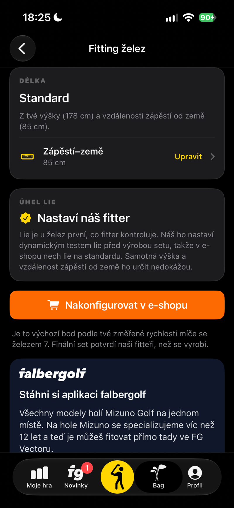 Fitting želez: délka hole podle vaší výšky a vzdálenosti zápěstí–země