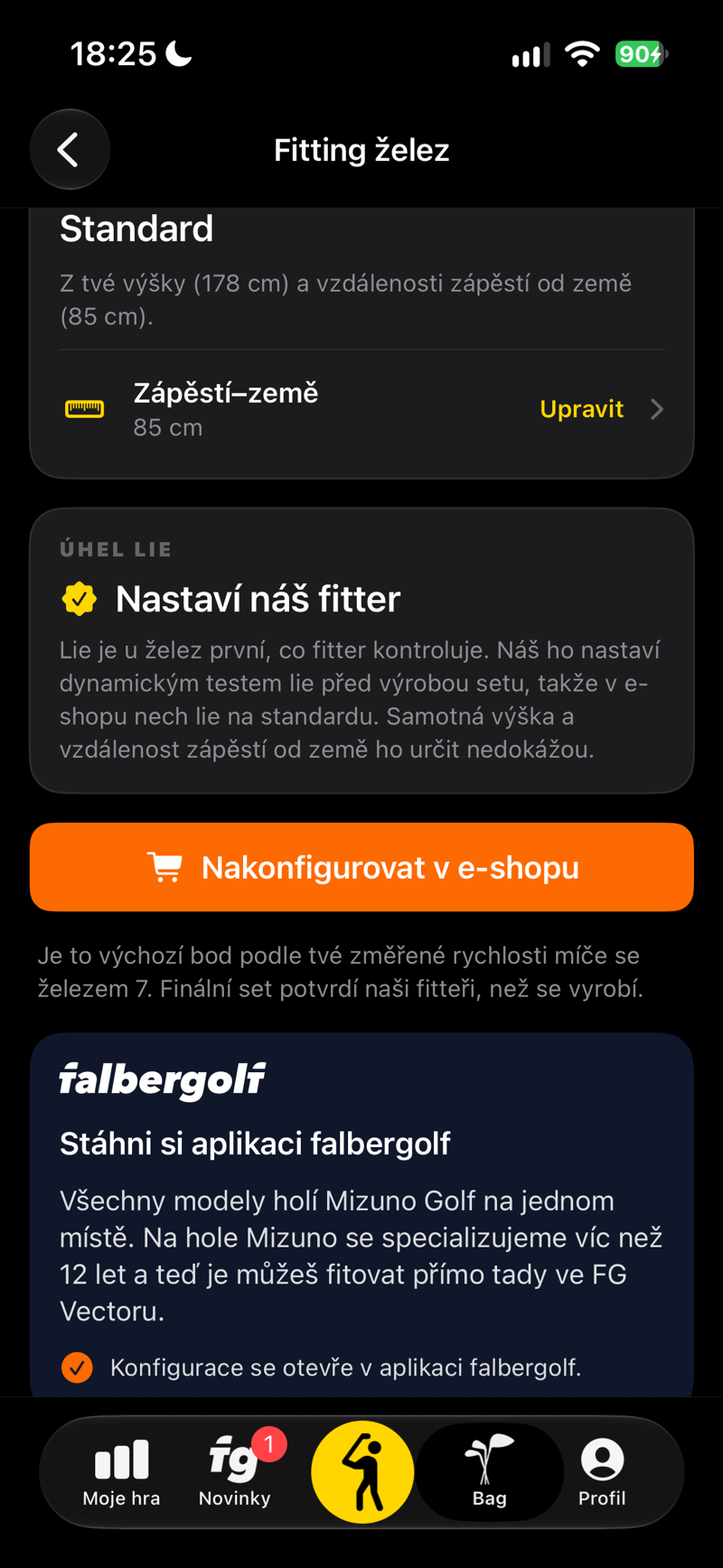 Fitting želez: konfigurace vašeho setu v e-shopu falbergolf.com