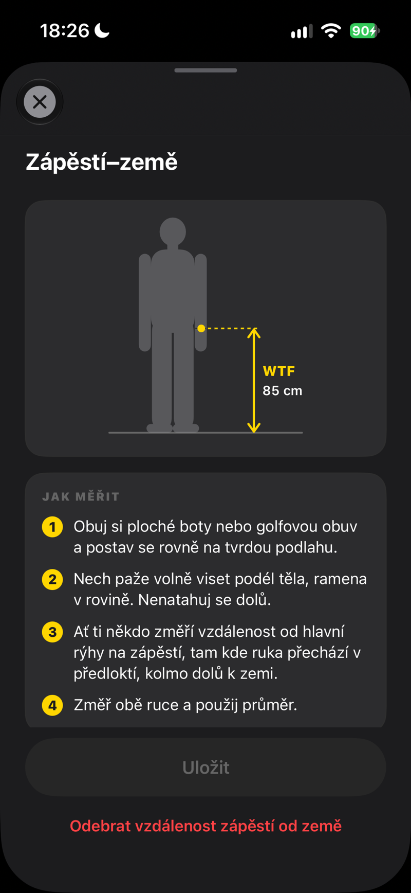 Zápěstí–země: jak tuto vzdálenost změřit, krok za krokem