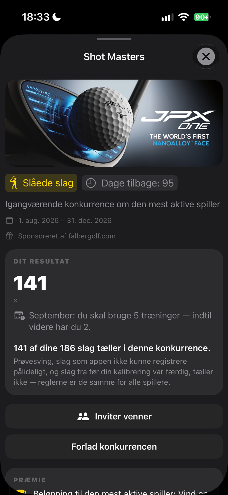 Konkurrence: dit resultat og hvor mange af dine slag der tæller