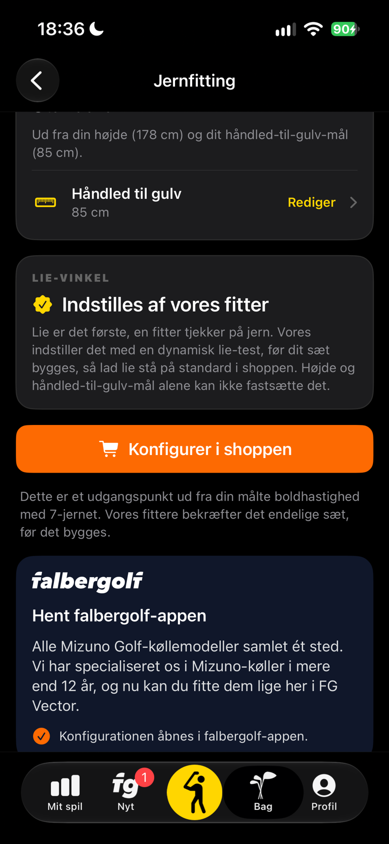 Jernfitting: konfigurer dit jernsæt i shoppen på falbergolf.com