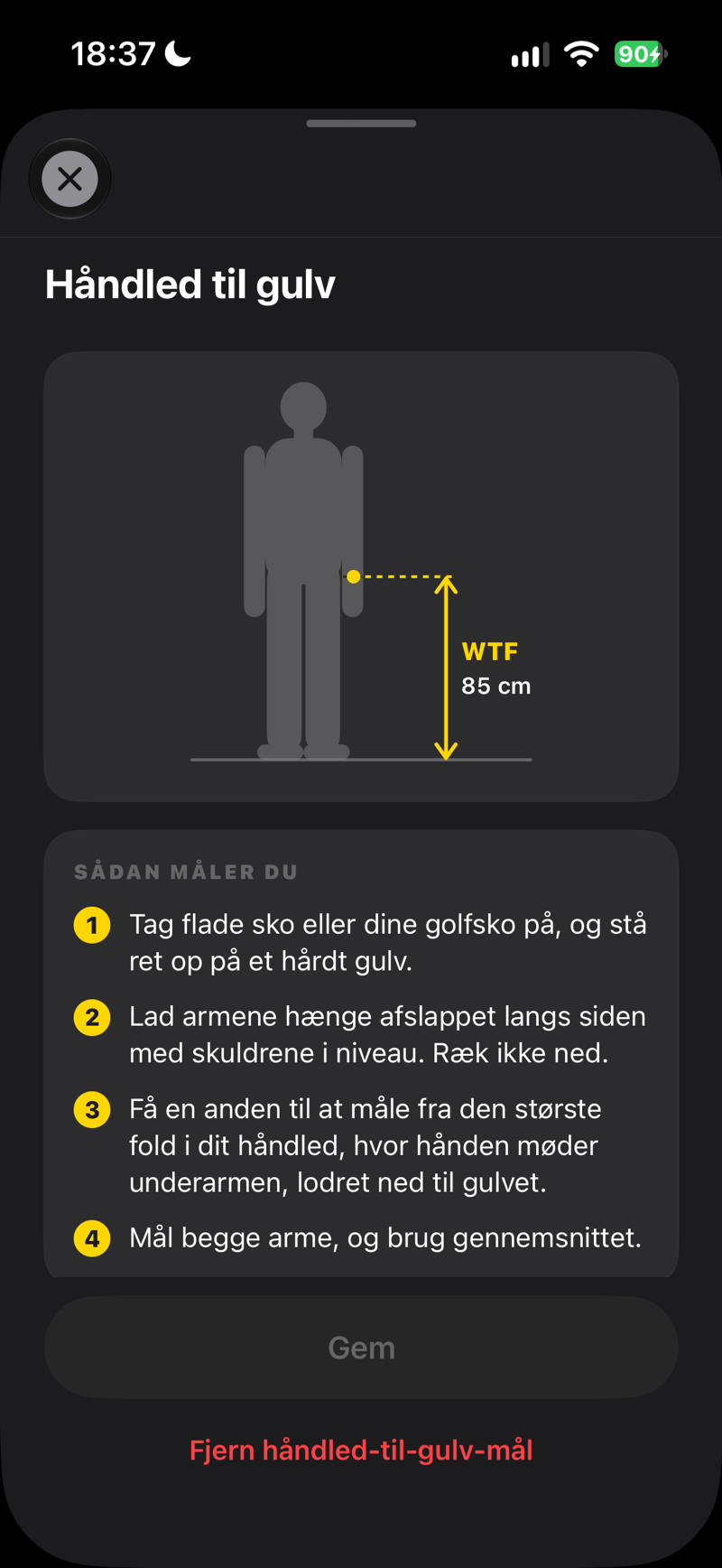 Håndled til gulv: sådan måler du det, trin for trin