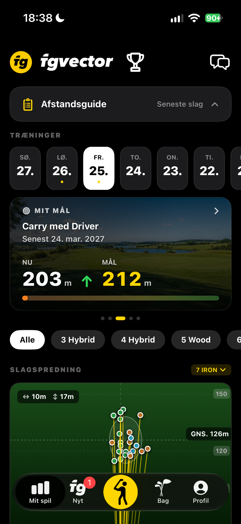 Mit spil: målkortet med din carry nu og dit mål