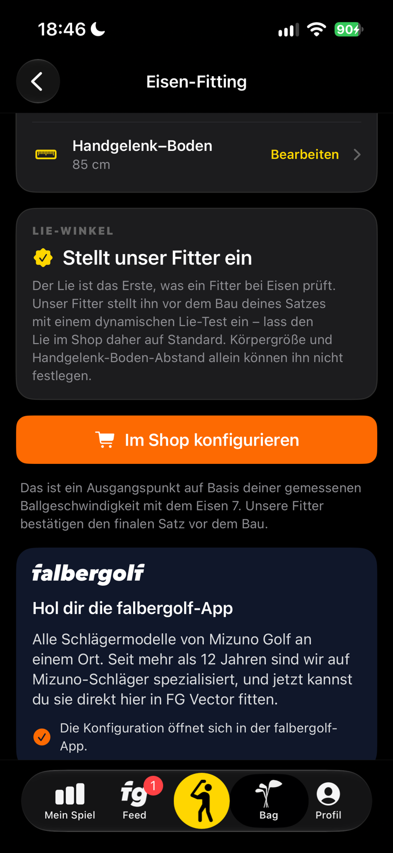 Eisen-Fitting: konfiguriere deinen Satz im Shop von falbergolf.com
