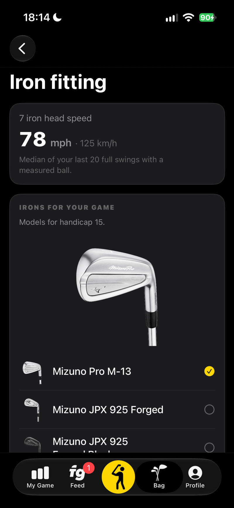 Iron fitting: your 7-iron head speed from measured shots and irons for your game