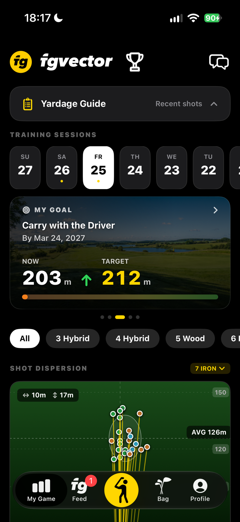 My Game: goal card with your carry now and your target