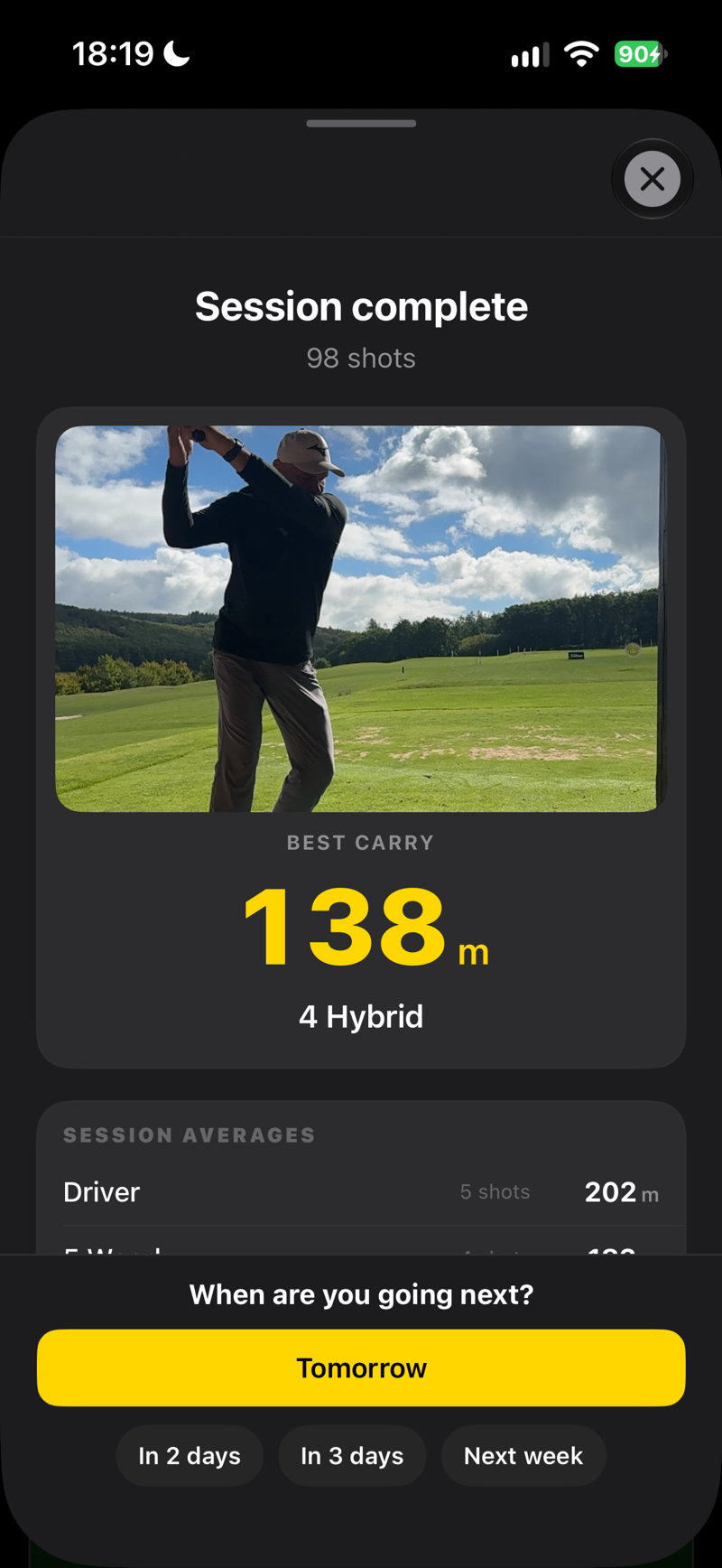 Session complete: the best carry of the day, session averages and when you are going next