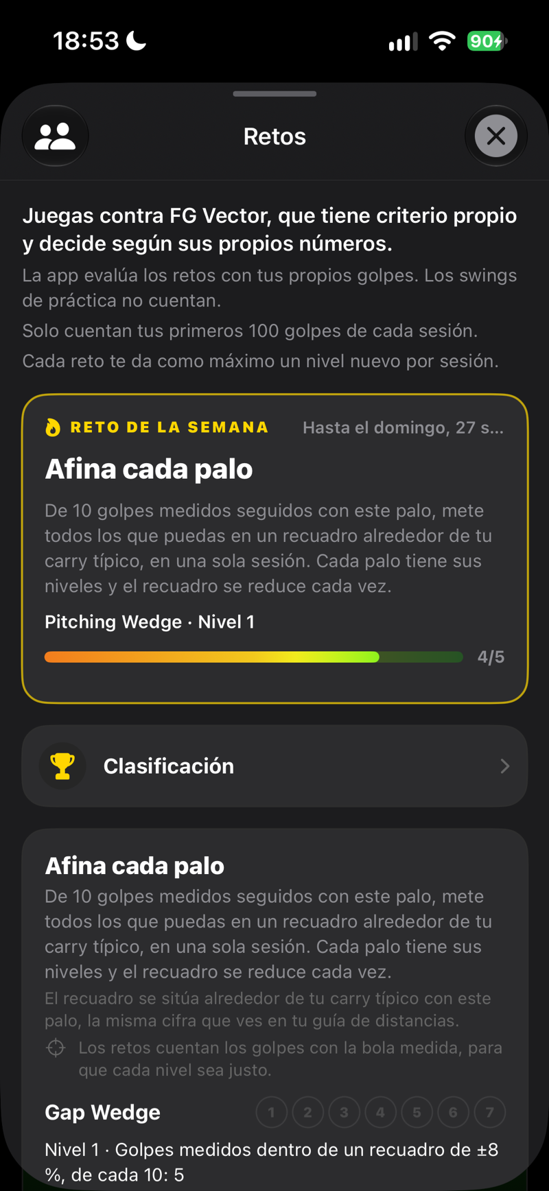 Retos: el reto de la semana y tu nivel