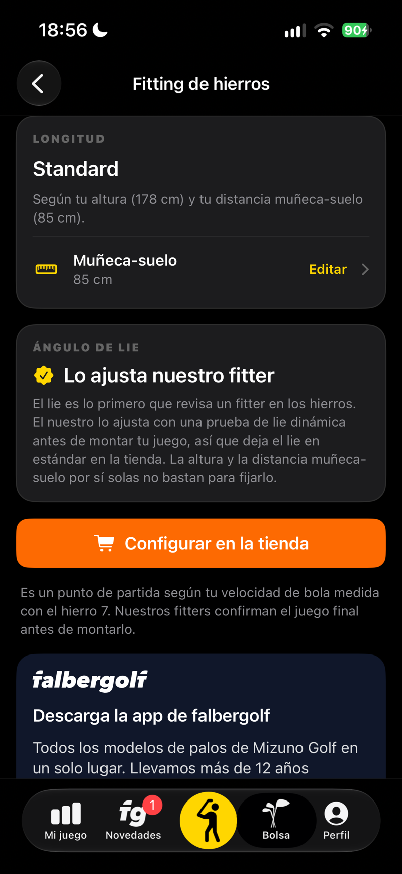 Fitting de hierros: longitud del palo según tu altura y tu distancia muñeca-suelo