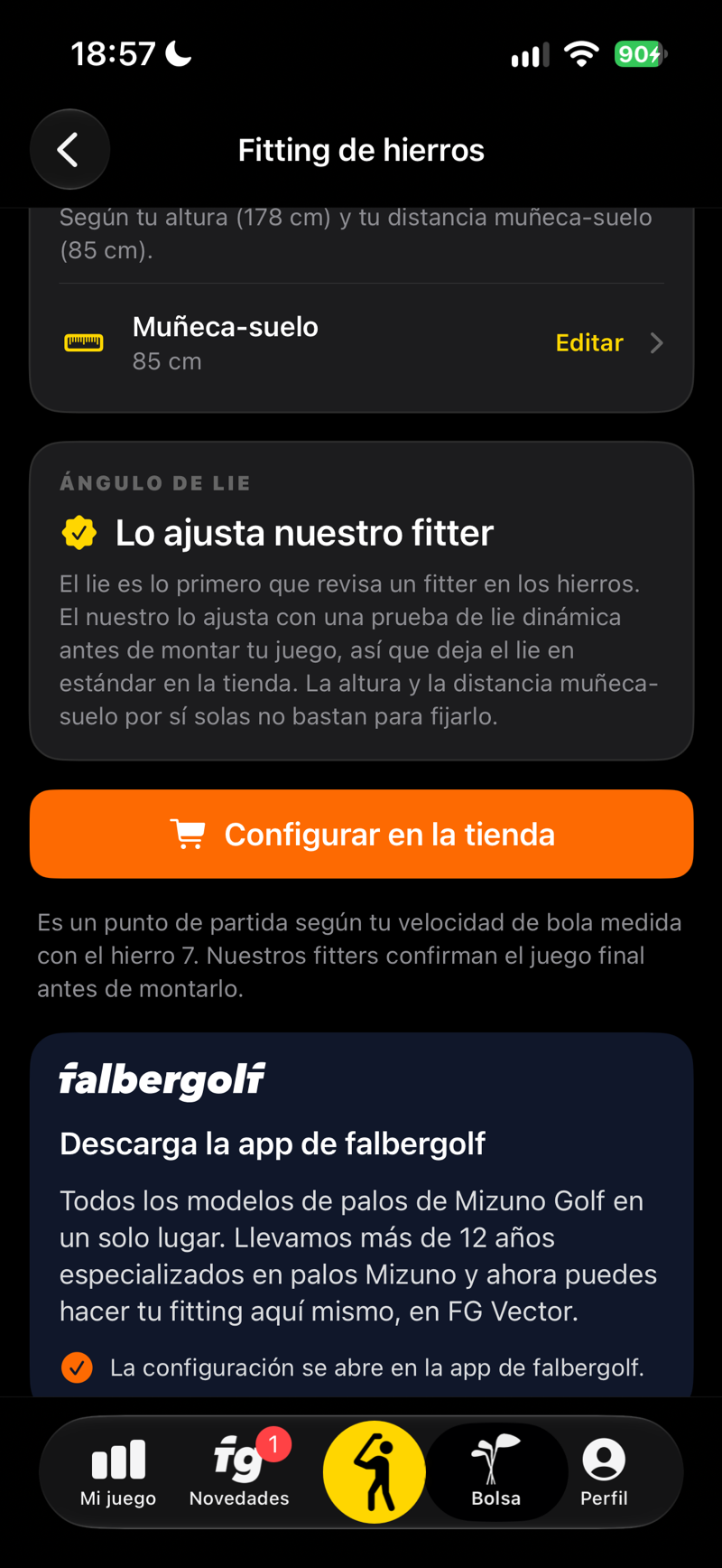 Fitting de hierros: configura tu juego de hierros en la tienda falbergolf.com