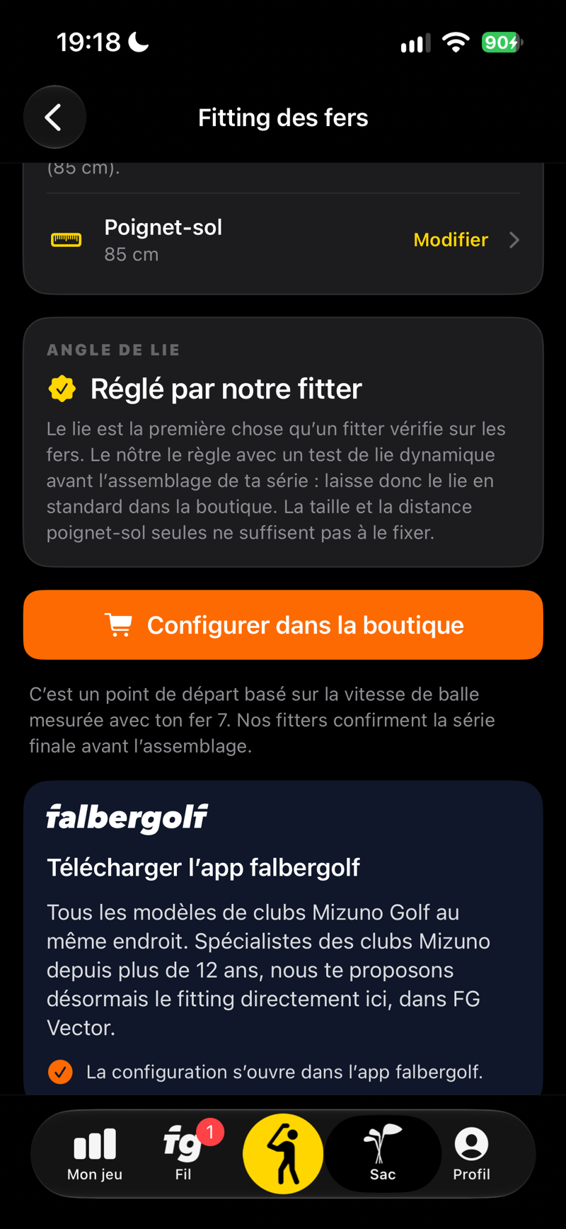 Fitting des fers : configurez votre série dans la boutique falbergolf.com
