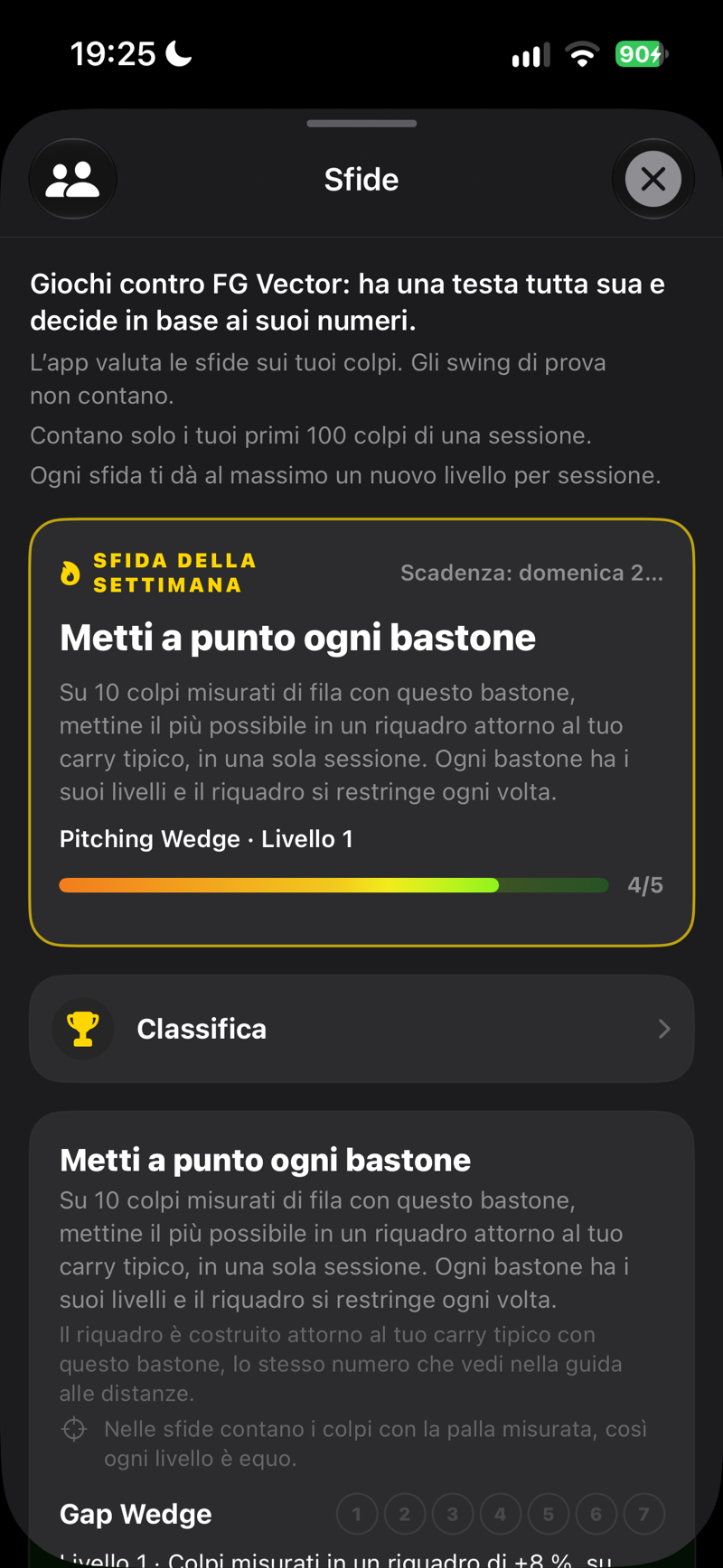 Sfide: la sfida della settimana e il tuo livello