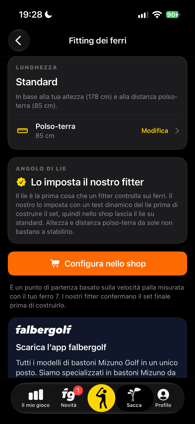 Fitting dei ferri: la lunghezza del bastone dalla tua altezza e dalla misura polso-terra