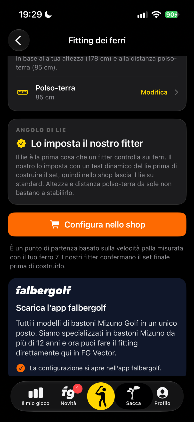 Fitting dei ferri: configura il tuo set nello shop falbergolf.com