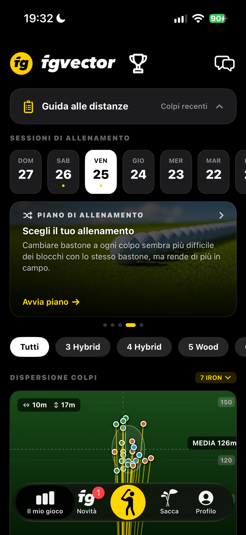 Il mio gioco: la scheda del piano di allenamento, scegli come allenarti e avvia il piano
