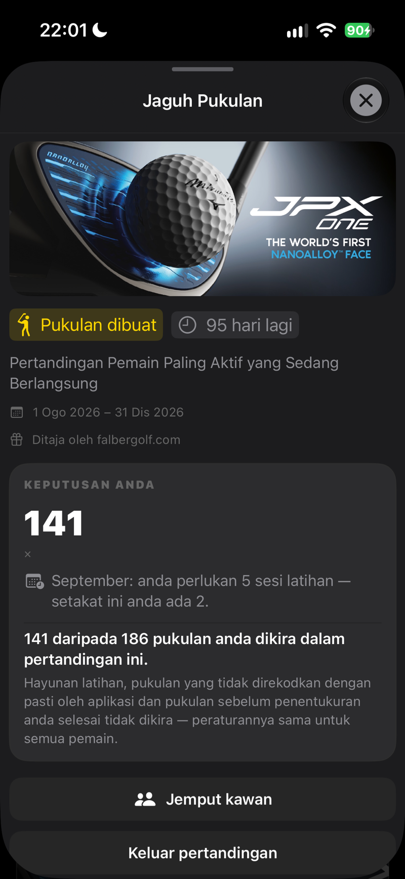 Pertandingan: keputusan anda dan berapa banyak pukulan anda yang dikira