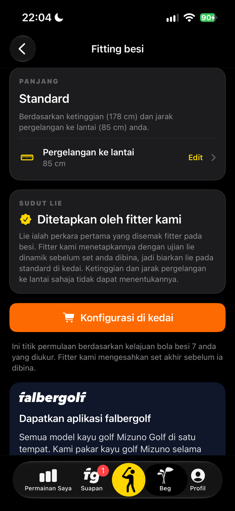 Fitting besi: panjang kayu berdasarkan ketinggian anda dan jarak pergelangan ke lantai