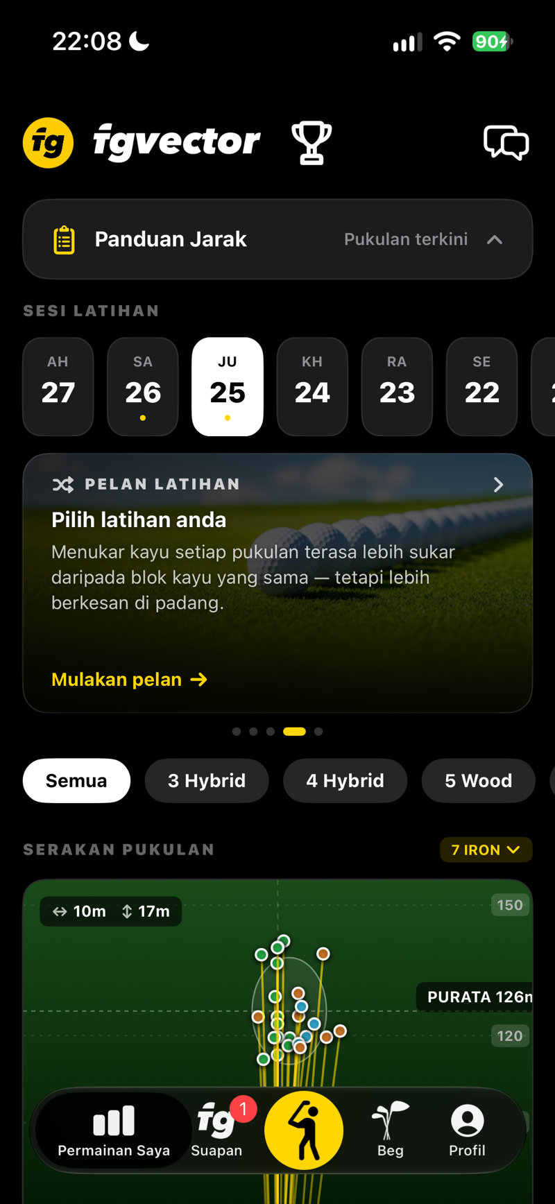 Permainan Saya: kad pelan latihan, pilih cara berlatih dan mulakan pelan