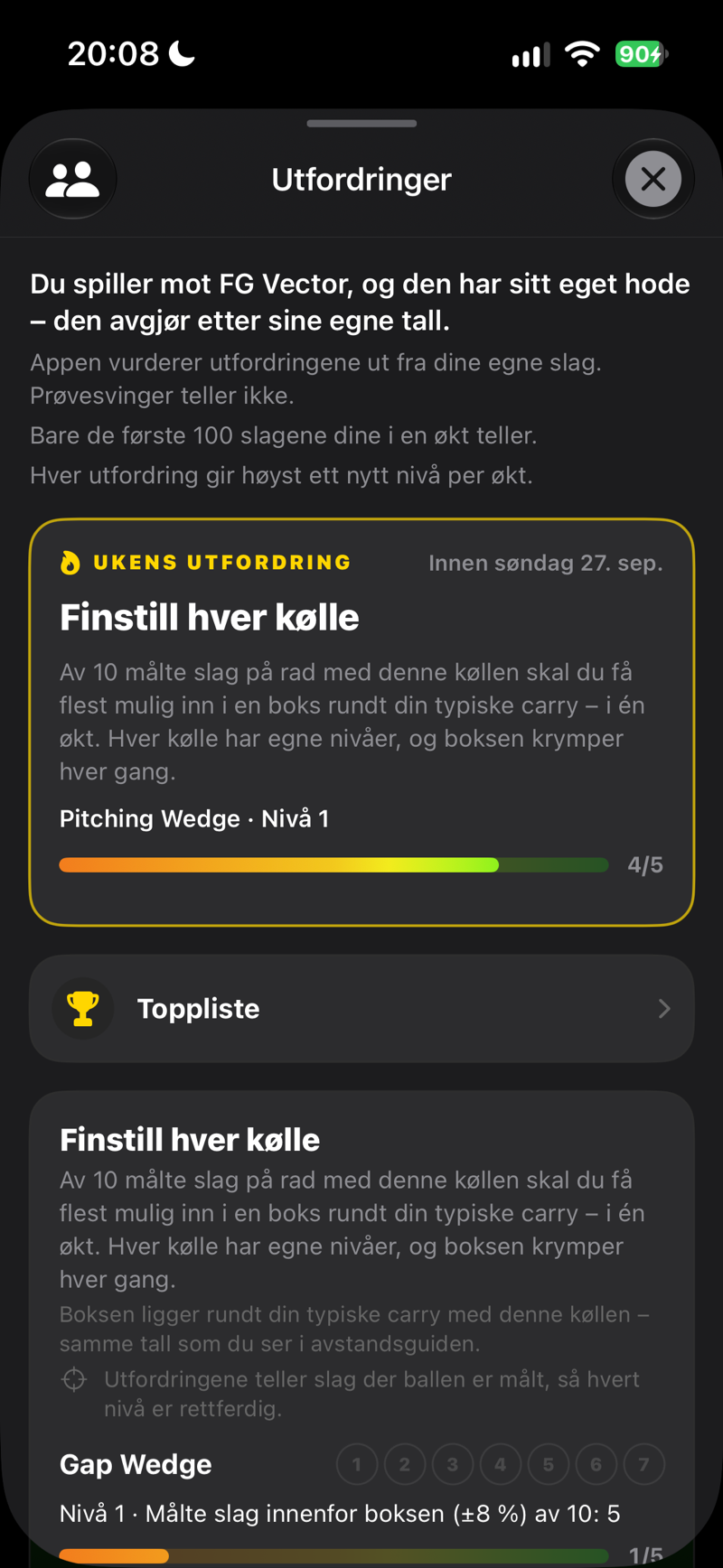Utfordringer: ukens utfordring og nivået ditt