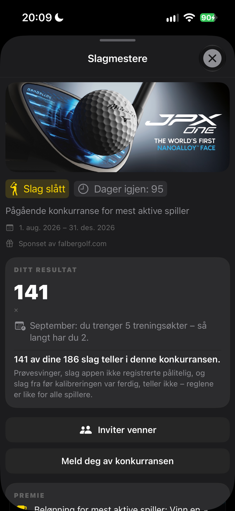 Konkurranse: resultatet ditt og hvor mange av slagene dine som teller