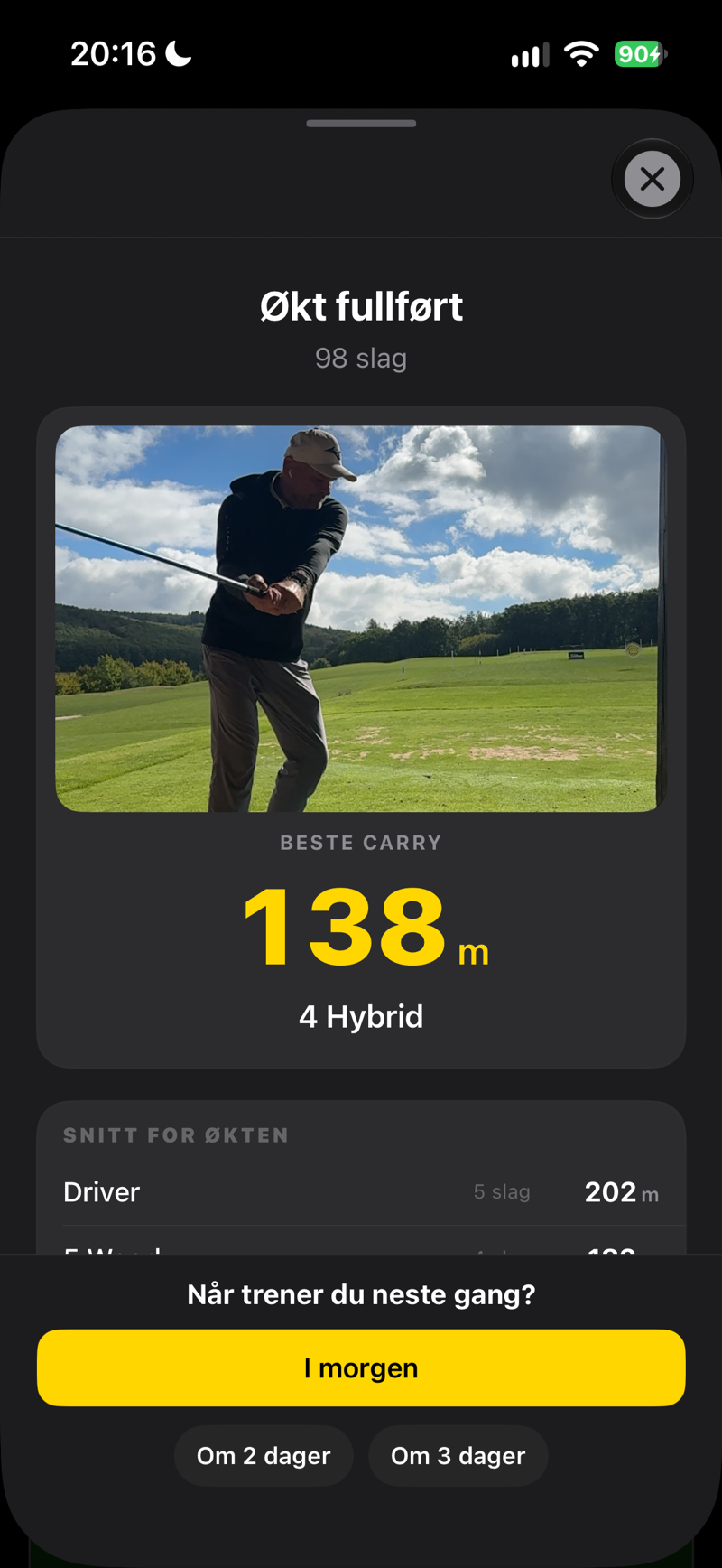 Økt fullført: dagens beste carry, snitt for økten og når du trener neste gang