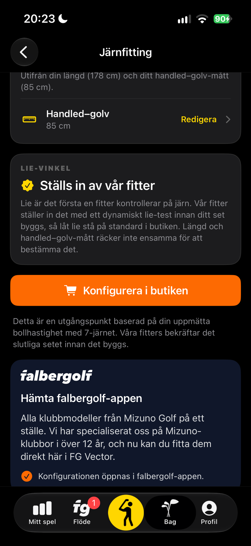 Järnfitting: konfigurera ditt järnset i butiken på falbergolf.com