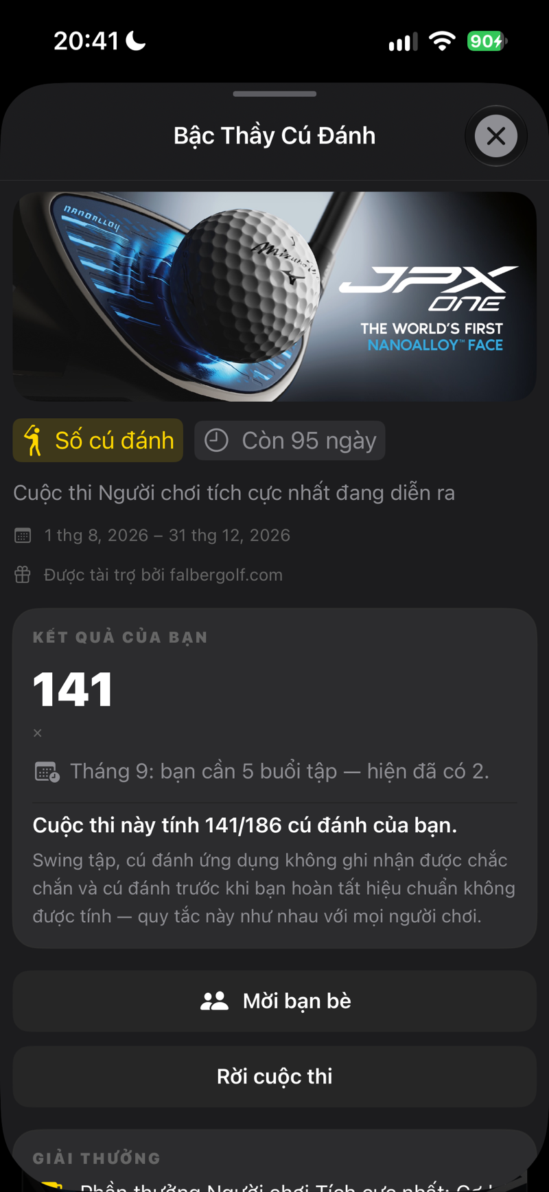 Cuộc thi: kết quả của bạn và bao nhiêu cú đánh của bạn được tính