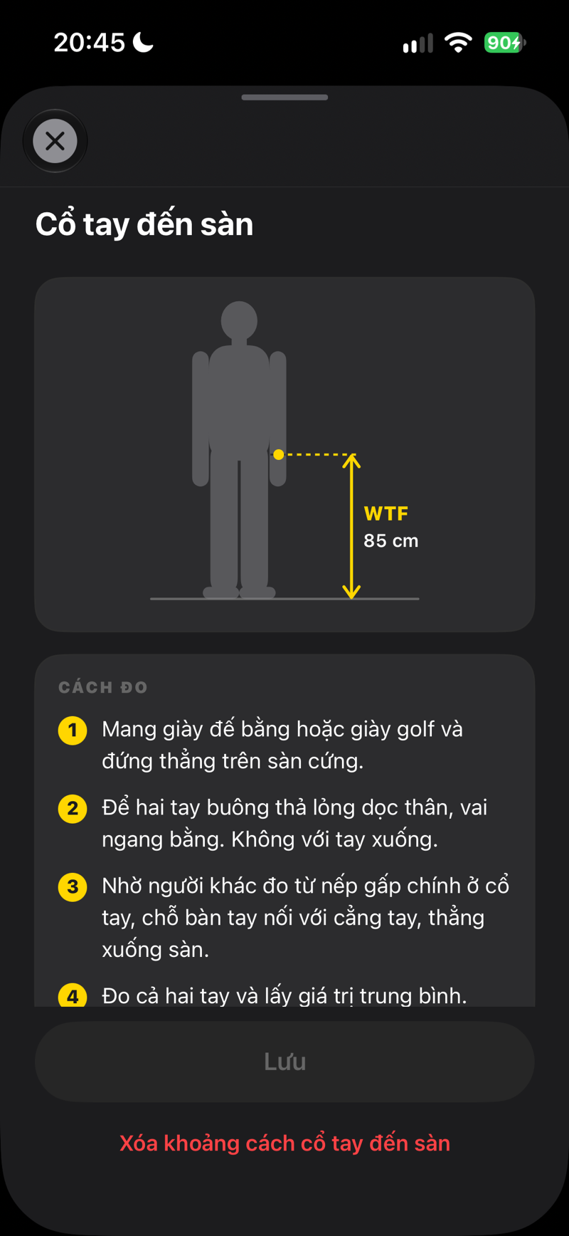 Cổ tay đến sàn: cách đo từng bước